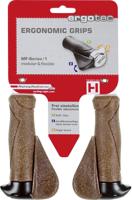 Ergotec Fietsgreep met ergonomisch handvat 130mm, dura kurk en aluminium, zwart/bruin, 34mm dikte, 235g