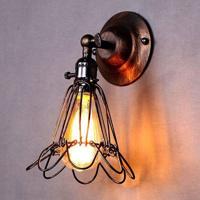 Retro smeedijzeren vogelkooi muur lamp met Edison 40W lamp