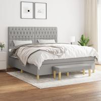 Boxspring met matras stof lichtgrijs 180x200 cm