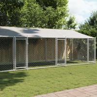 Hondenhok met dak en deuren 8x2x2 m gegalvaniseerd staal grijs Hondenhok met dak en deuren 8x2x2 m gegalvaniseerd staal grijs