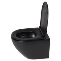 Wandtoilet Differnz Rimless 49x36x37 cm Inclusief Toiletbril Zwart Differnz