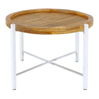 Levi - bijzettafel - zwart - gerecycled mango hout en metaal - ø55cm