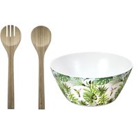 Kesper Slakom/schaal met bamboe slacouvert - Melamine - D25 cm