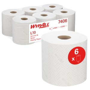 Poetsrol WypAll L10 1-laags 18,3cmx190m 500vel wit 7406