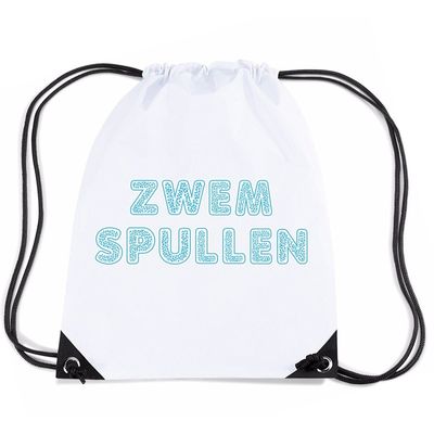 Zwemspullen rugzakje / zwemtas met rijgkoord wit