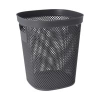Afvalbak/vuilnisbak/kantoor prullenbak - kunststof met open structuur - antraciet - 12 liter