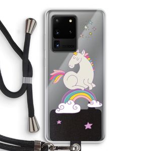 Regenboog eenhoorn: Samsung Galaxy S20 Ultra Transparant Hoesje met koord