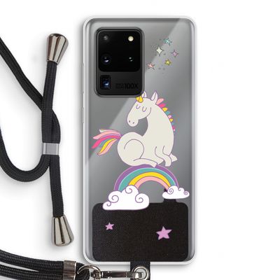 Regenboog eenhoorn: Samsung Galaxy S20 Ultra Transparant Hoesje met koord