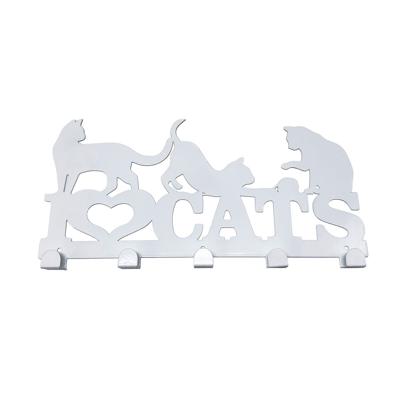 Wandkapstok Versa Wit Metaal Ijzer Katten 2 X 17 X 39 CM