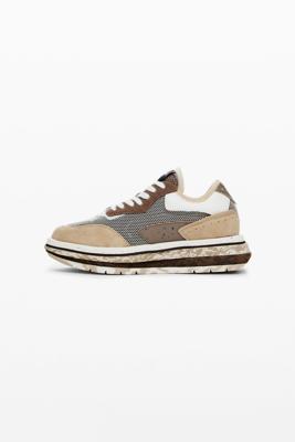 Runner sneakers met patch - BROWN - 36