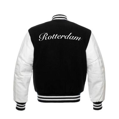 Varsity jas zwart - Rotterdam - FR - logo links