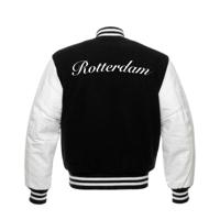 Varsity jas zwart - Rotterdam - FR - logo links