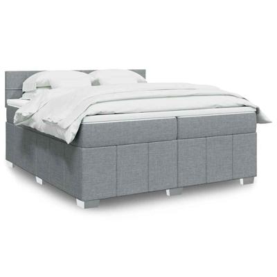 Boxspring met matras stof lichtgrijs 200x200 cm