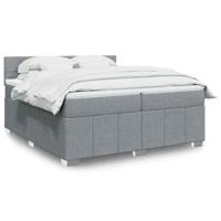 Boxspring met matras stof lichtgrijs 200x200 cm