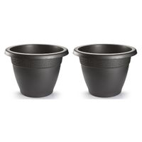 5x Antraciete plantenbakken/bloempotten 40 cm rond