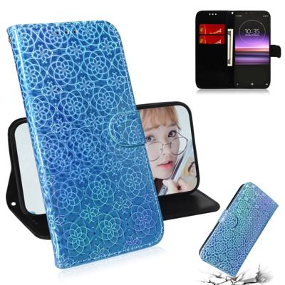 Voor Sony Xperia 1 effen kleur kleurrijke magnetische Buckle horizontale Flip PU lederen draagtas met houder & kaartsleuven & portemonnee & Lanyard (b