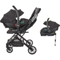 NANIA - 2-in-1 gecombineerde kinderwagen met Rimini autostoel + isofix basis - MYLA - 4 wielen - Zwart