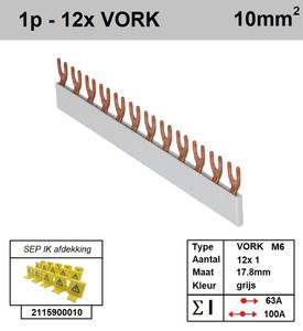 SEP Verdeelkam 1f Vork 12p 18mm grijs F01012G06