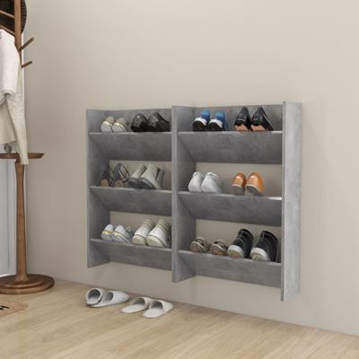 Wandschoenenkasten 2 st 60x18x90 cm spaanplaat betongrijs