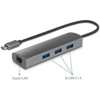 Renkforce Netwerkadapter/Hub 1 GBit/s USB-C 3.2 Gen 1, LAN (10/100/1000 MBit/s), USB-A 3.2 Gen 1