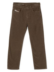 Diesel Kids pantalon en velours côtelé à patch logo - Vert