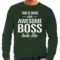 Awesome Boss / baas cadeau sweater groen heren