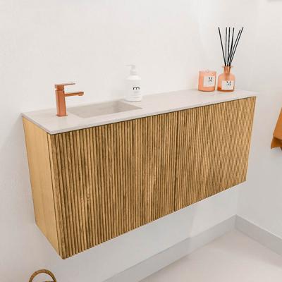 Toiletmeubel Mondiaz Joya Dlux | 90 cm | Meubelkleur Oak | Faye wastafel Meli Wasbak Links | 1 kraangat