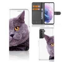 Samsung Galaxy S21 Plus Telefoonhoesje met Pasjes Kat - thumbnail