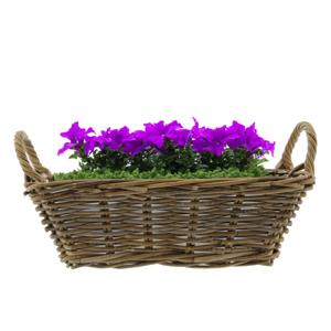 Mand met hengsels - bruin - 42 x 27 x 14 cm - rotan - gevlochten riet - mand - opbergen