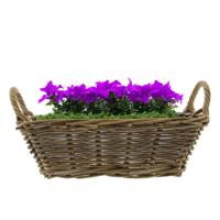 Mand met hengsels - bruin - 42 x 27 x 14 cm - rotan - gevlochten riet - mand - opbergen Mand met hengsels - bruin - 42 x 27 x 14 cm - rotan - gevlochten riet - mand - opbergen