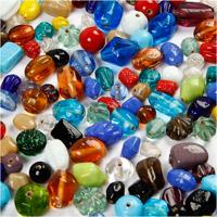 Creativ Company Glaskralen, afm 7-18 mm, gatgrootte 1 mm, ca. 600 stuk, diverse kleuren, 1000 gr/ 1 doos