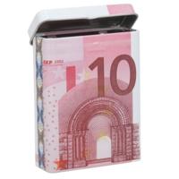 Sigarettendoosje of klein opslag blikje - 10 euro biljetten print - deksel - 7 x 9 x 2.5 cm Sigarettendoosje of klein opslag blikje - 10 euro biljetten print - deksel - 7 x 9 x 2.5 cm