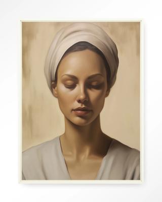 Urban Cotton Wandkleed 'Healing' 110 x 145cm in Floating Frame - off white