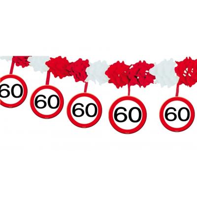 Feest slinger 60 jaar - met stopborden - 4 meter - papier - 60e verjaardag versiering