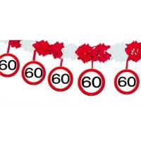 Feest slinger 60 jaar - met stopborden - 4 meter - papier - 60e verjaardag versiering