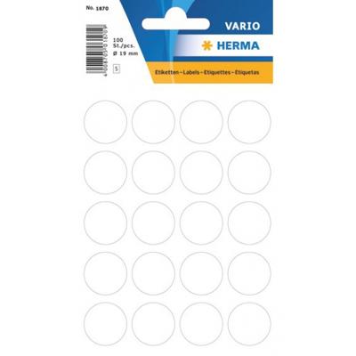 Ronde sticker etiketten - wit - Dia 19 mm - 200x stuks