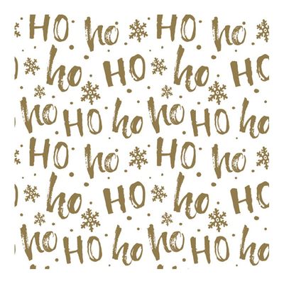Daisy kerst thema servetten - 40x st - 33 x 33 cm - HohoHo - wit/goud