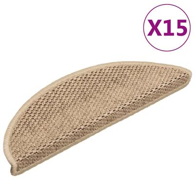 Trapmatten zelfklevend 15 st sisal-look 56x17x3 cm zandkleurig