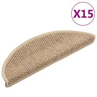 Trapmatten zelfklevend 15 st sisal-look 56x17x3 cm zandkleurig