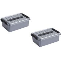 2x stuks opbergboxen/opbergdozen 4 liter kunststof metallic/zwart - thumbnail