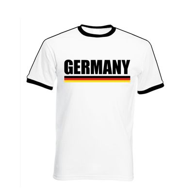 Wit/ zwart Duitsland supporter ringer t-shirt voor heren Wit/ zwart Duitsland supporter ringer t-shirt voor heren