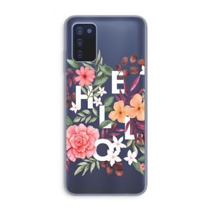 Hello in flowers: Samsung Galaxy A03s Transparant Hoesje