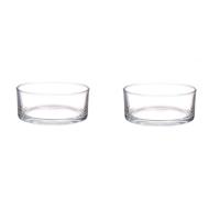 Lage schaal/vaas rond - 2x - transparant - glas - 19 x 8 cm - Glazen vazen - woonaccessoires