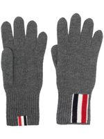 Thom Browne gants en maille à détails rayés - Gris - thumbnail