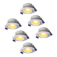 Set van 6 Lima LED inbouwspots - 4 Watt 345 lumen - 2700K Warm wit - GU10 - Dimbaar - Rond - Kantelbaar - IP65 Waterdicht - Wit - Voor binnen, buiten en badkamer