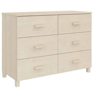 The Living Store HAMAR Dressoir - 113 x 40 x 80 cm - Massief grenenhout - 6 lades - Honingbruin