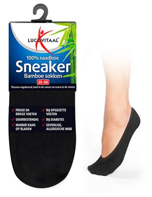 Lucovitaal Bamboe sneakersok zwart maat 43-46 Lucovitaal Bamboe sneakersok zwart maat 43-46