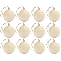 12x Kerstboom decoratie ballen van licht hout 6,4 cm