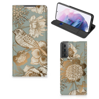 Smart Cover voor Samsung Galaxy S21 Plus Vintage Bird Flowers - thumbnail