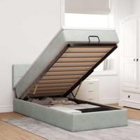 Ottoman bed met matras en LED's 100x200 cm fluweel lichtgrijs